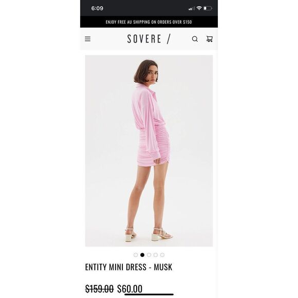 SOVERE NWOT The Entity Mini Dress in Musk Pink Oversized Bodice/ Bodycon Skirt S - Picture 2 of 11